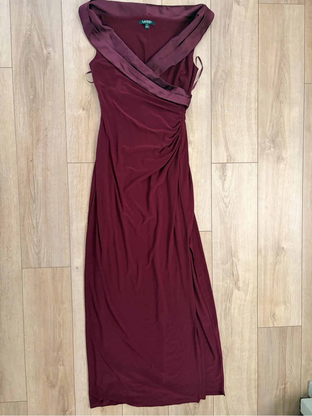 Lauren Ralph Lauren Burgundy Wrap-Style Maxi Dress